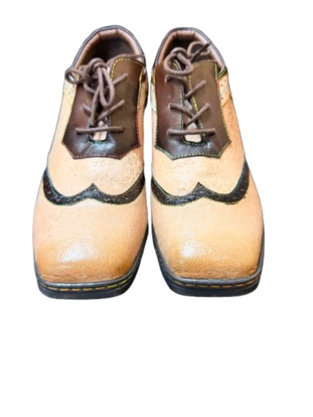 Soffia Adele Leather Brogue Oxford Heels EU 39 Beige Floral Steampunk - Picture 2 of 9